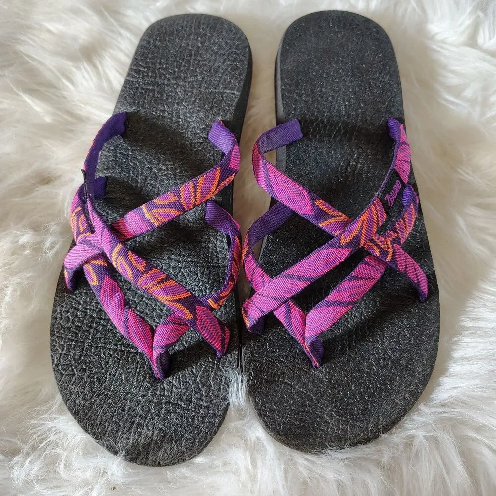 VTG Zealand Olowhau Purple Pink Flip Flop Sandal Wmns 8-8.5